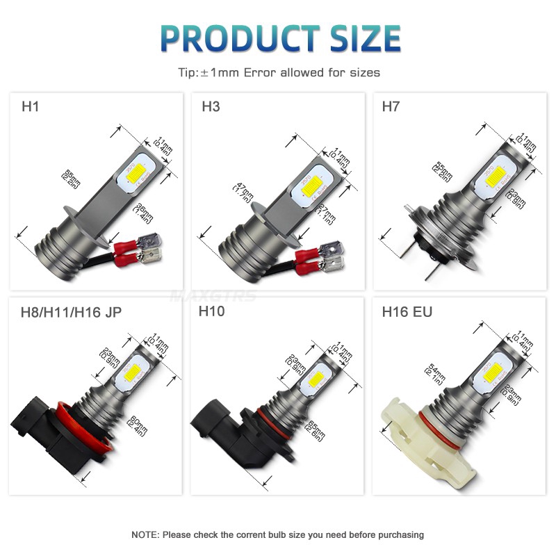 Đèn LED sương mù MAXGTRS H1 H7 H8 9005 Hb3 9006 Hb4 H16 3570 cho ô tô