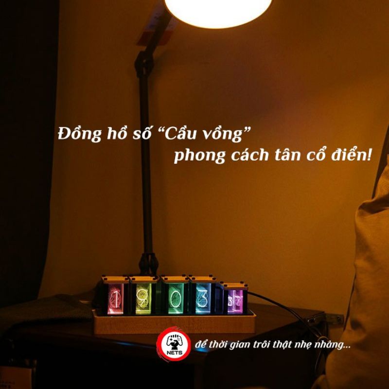 Đồng hồ số phong cách tân cổ điển Rainbow Time Led RGB