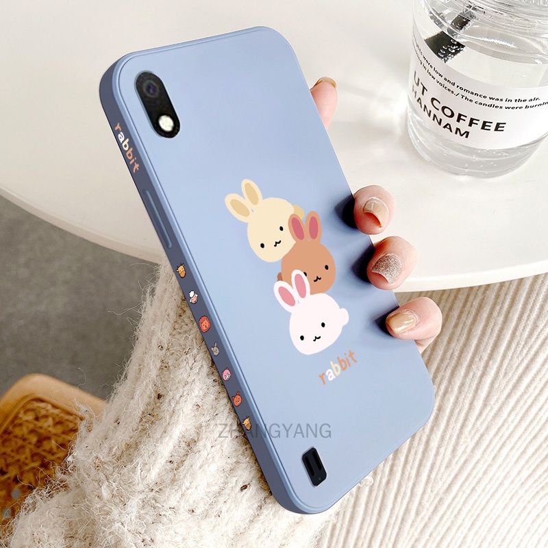 ốp lưng Samsung a10 Ốp Điện Thoại TPU Silicone Hình Ba Chú Thỏ Đáng Yêu Kèm Dây Đeo Cho Samsung a10