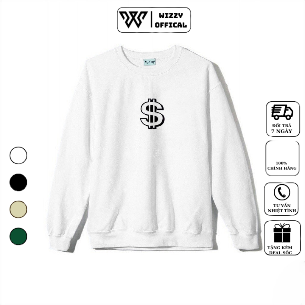 Áo thu đông nam, sweater nam cổ tròn tay dài chất nỉ Hàn Quốc mịn đẹp mã money WIZZY OFFICIAL mã 05