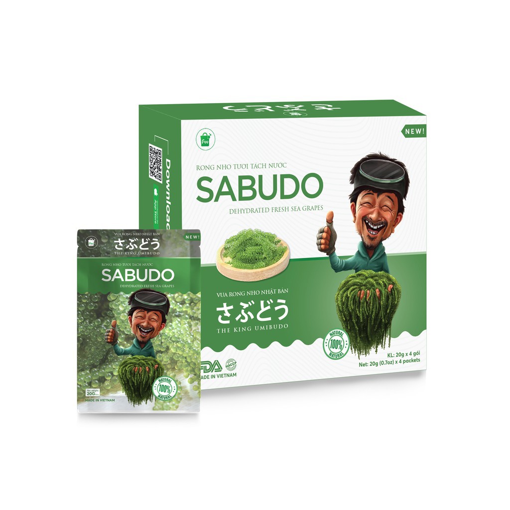 Rong nho Sabudo tách nước và rong nho tách nước Umibudo nở ra rong nho tươi ngon giòn, rong nho tặng kèm sốt mè rang