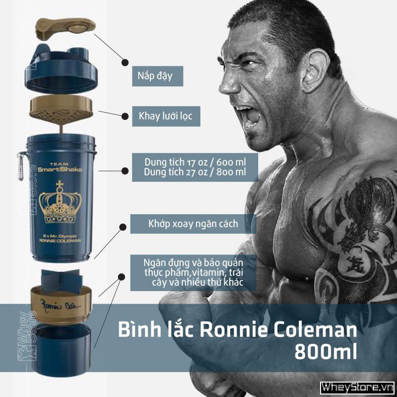 [Mã SKAMLTSM9 giảm 10% đơn 99K] Bình Lắc Ronnie Coleman 800ml