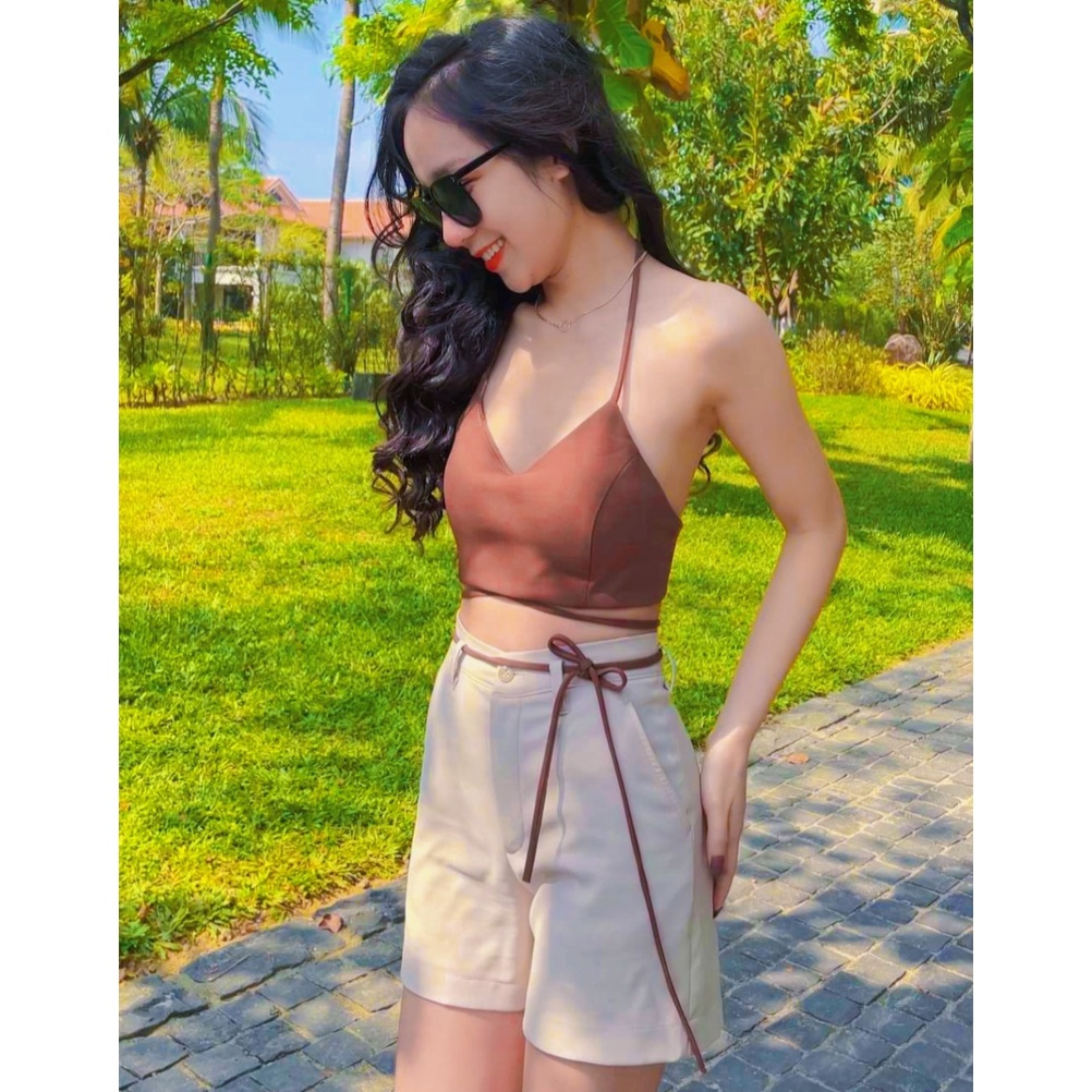 Áo croptop Mimoseclothing đi biển phong cách mùa hè
