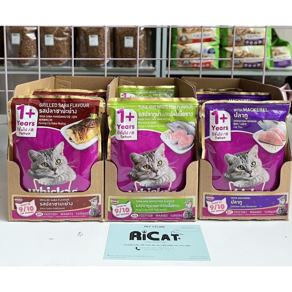Hộp 12 gói Pate WHISKAS 85gr cho Mèo - CHỌN/MIX VỊ