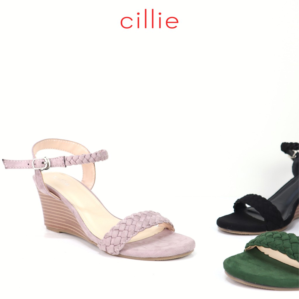 Giày sandal nữ quai ngang basic phối thắt bính mới lạ đế xuồng cao 8cm đi làm dạo phố Cillie 1214