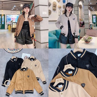 XẢ LỖ ÁO KHOÁC BOMBER NỮ DA LỘN BO SỌC CÁ TÍNH