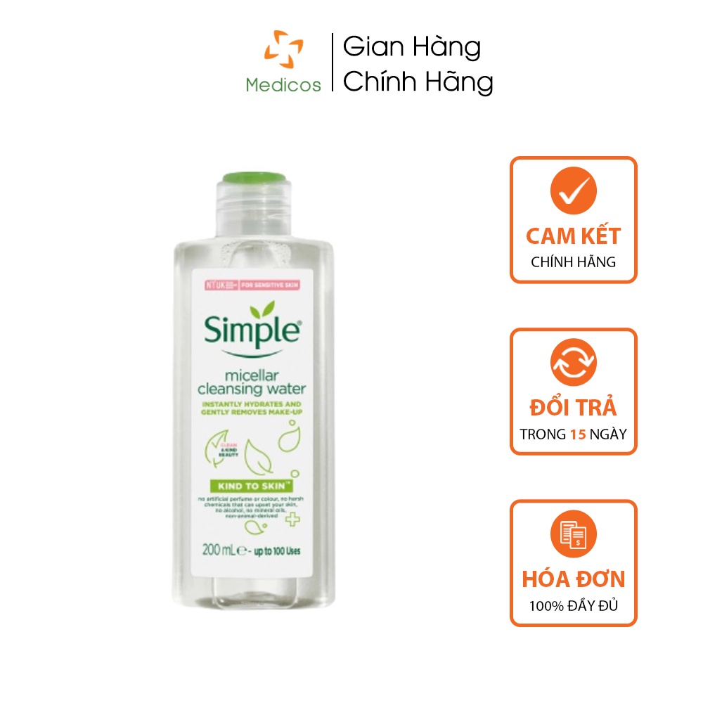 Nước Tẩy Trang Dịu Nhẹ Simple Kind To Skin Micellar Water 200ml