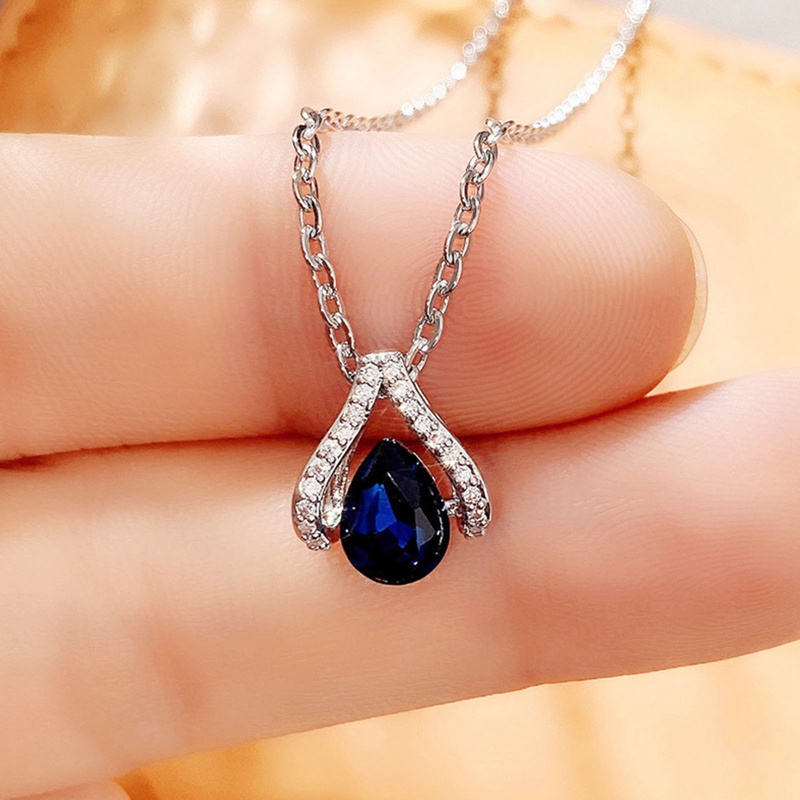 Vòng cổ Mạ Bạc Đính Đá Xanh Lam Thanh Lịch Cho Nữ