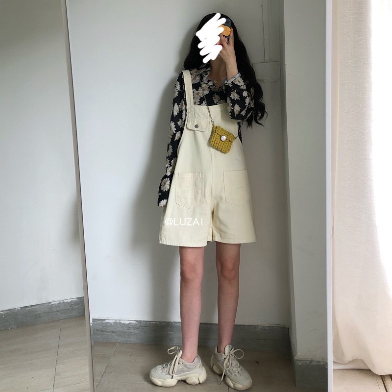 Yếm Quần Short Kaki Be Nữ Có Túi Ngực Fullsize Siêu Nữ Tính Ulzzang YQ07 | BigBuy360 - bigbuy360.vn