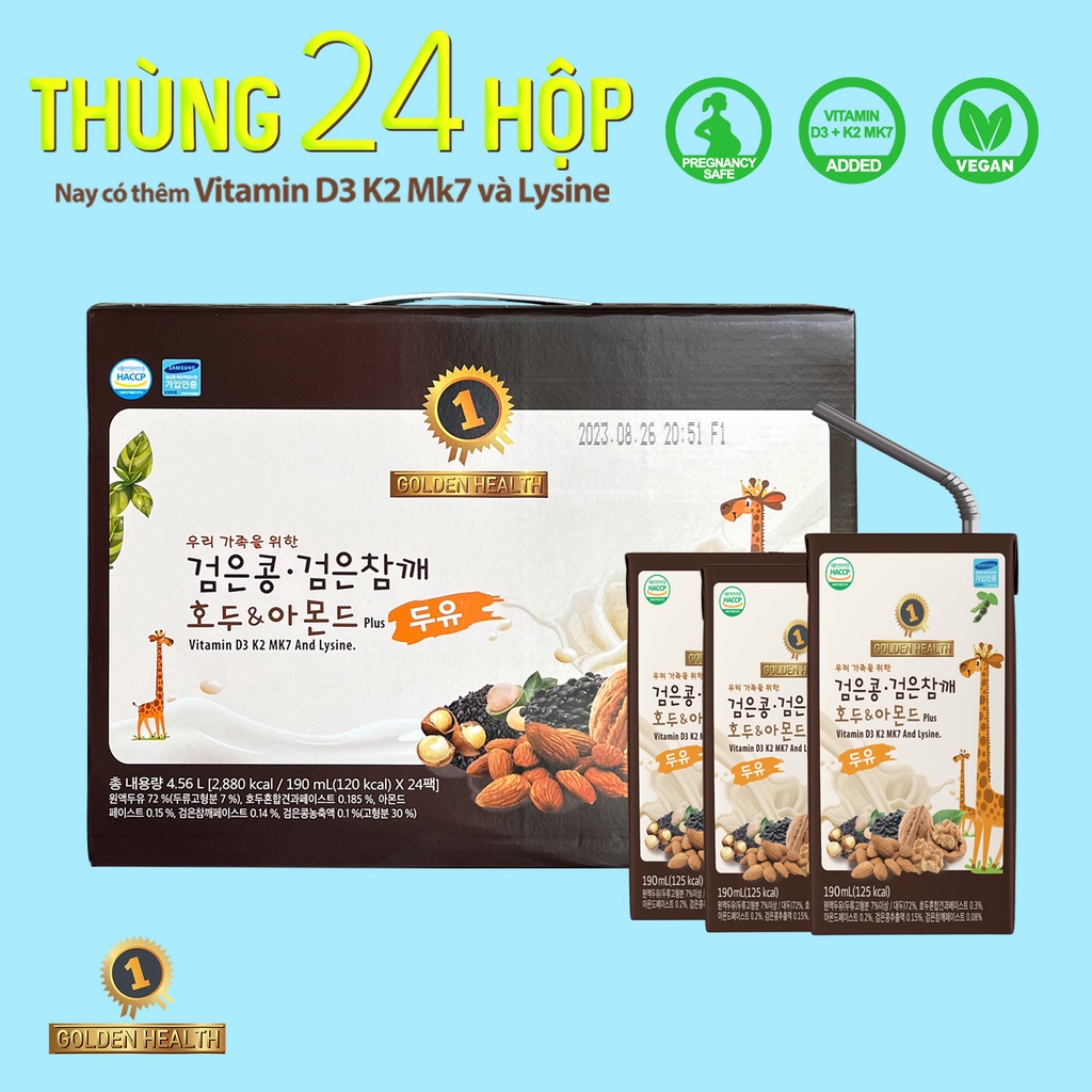 THÙNG 24 HỘPSữa Óc Chó dinh dưỡng tăng chiều cao - Golden Health đậu đen,