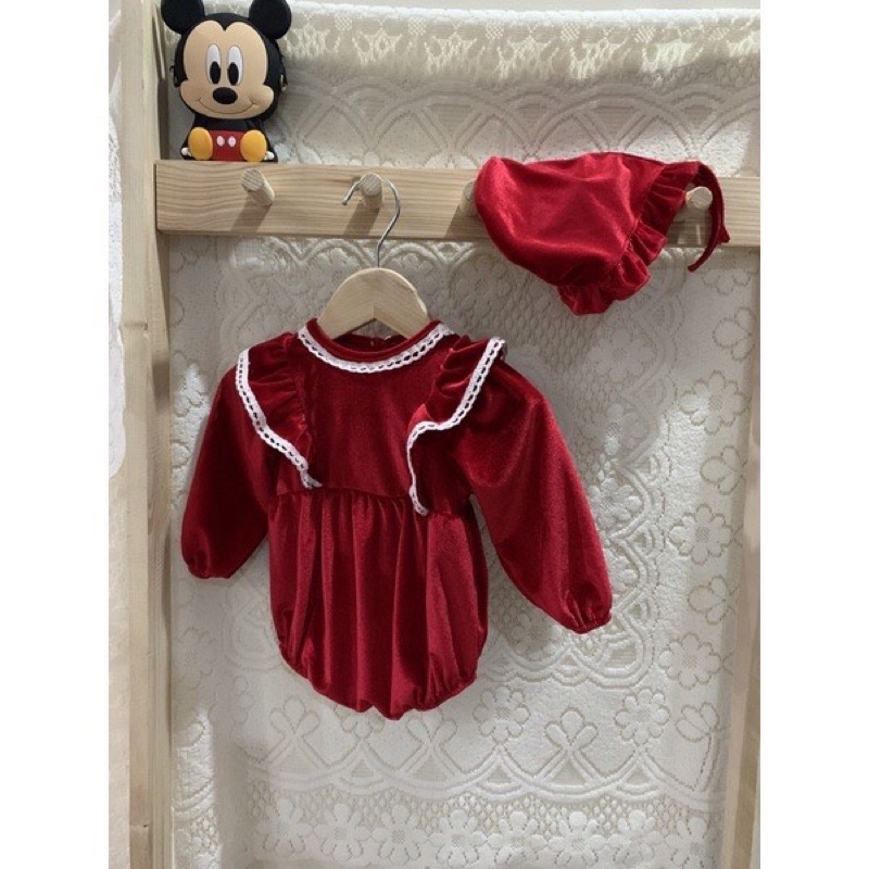 Tổng hợp body nhung đỏ cho bé