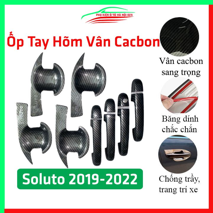 Ốp tay hõm Soluto 2019-2021 vân Carbon chống trầy bảo vệ cửa xe ô tô