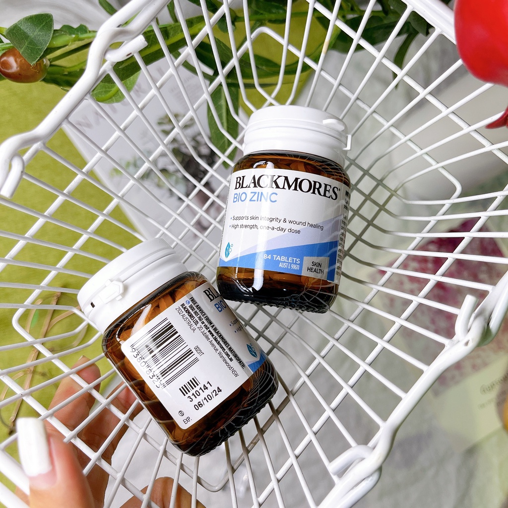 Viên uống bổ sung kẽm khỏe da, giảm mụn Blackmores Bio Zinc hộp 84 viên, hàng nội địa Úc hàm lượng kẽm 125mg nguyên chất