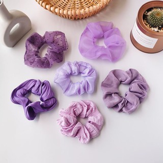 Dây cột tóc srunchies nữ xinh xắn màu tím mộng mơ.