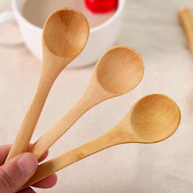 5 Muỗng gỗ nhỏ xinh cho bé ăn tráng miệng Muỗng thìa gỗ cỡ nhỏ múc Muỗng gỗ tre múc cà phê/trà/gia vị cỡ tiện dụng cho nhà bếp