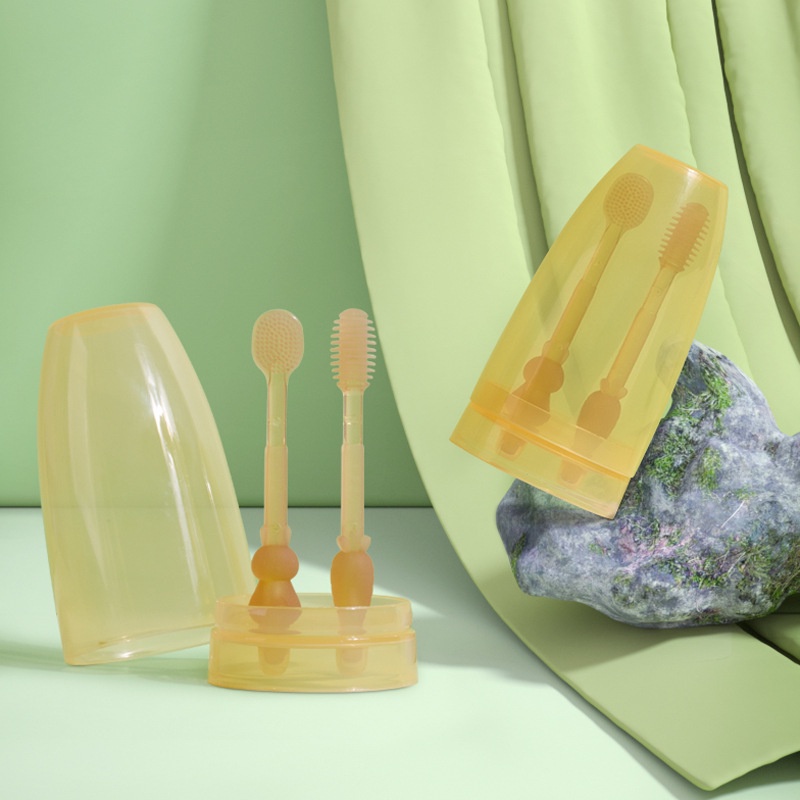 Set 2 bàn chải silicon Zhan Qi Toys vệ sinh lưỡi cho bé