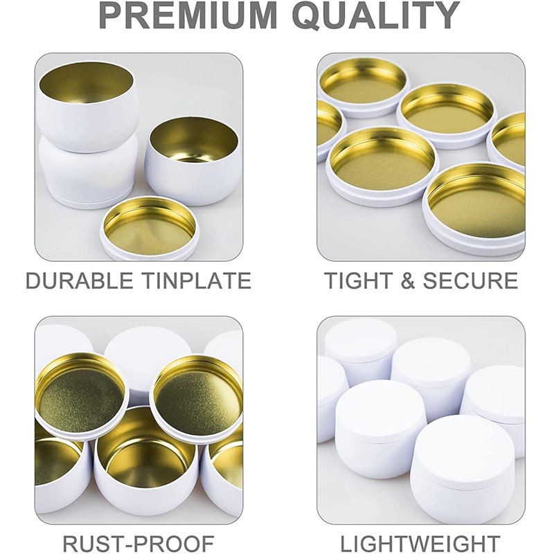 Set 12 Hộp Thiếc Đựng Nến DIY 8Oz Tiện Dụng