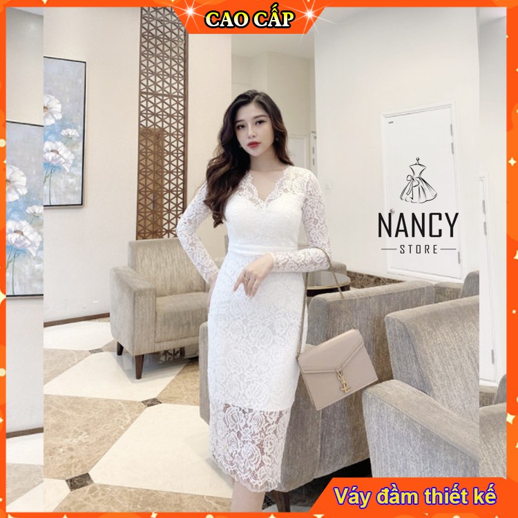 Váy đầm nữ thiết kế body dạ tiệc zen trắng cổ V tôn dáng giúp phái đẹp tự tin nơi đông người tôn lên nét đẹp quý phái