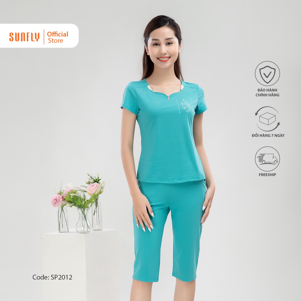 Đồ bộ mặc nhà cotton áo cộc, quần ngố SUNFLY SP1890 SP2012