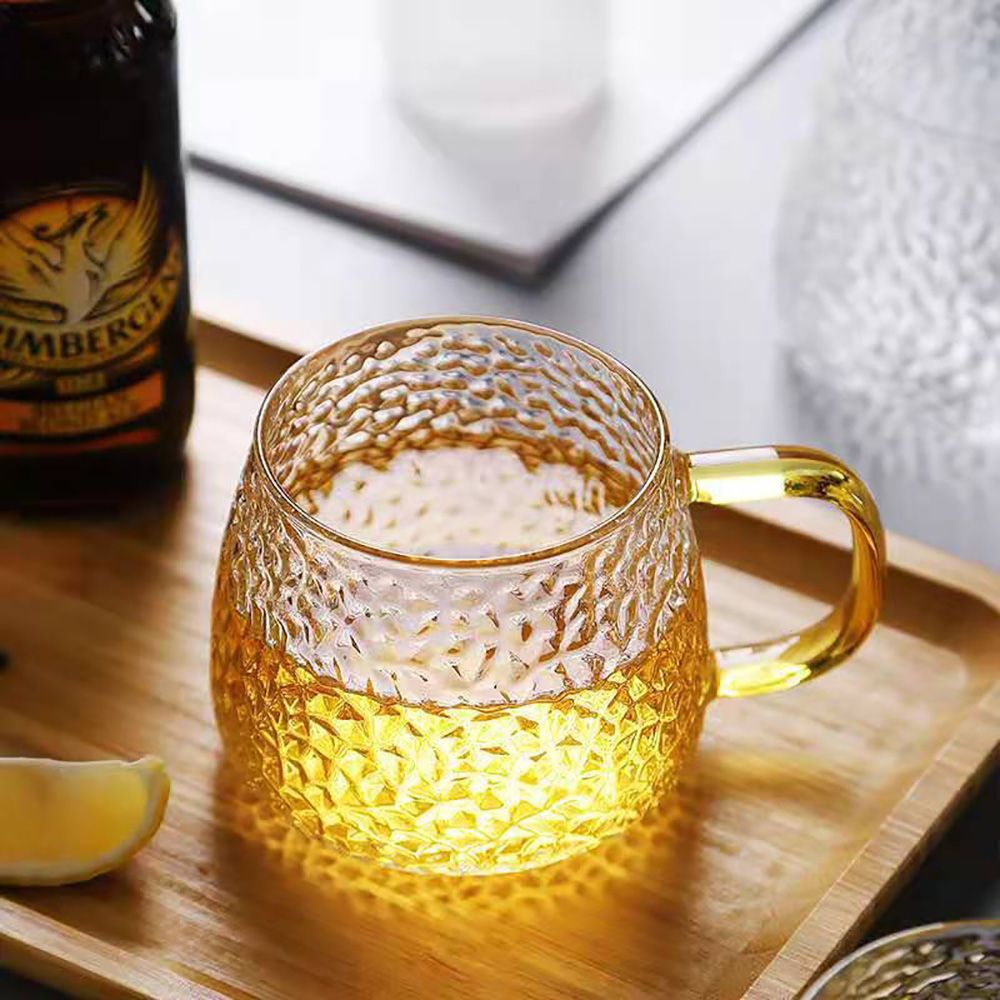 Cốc uống trà/ cà phê bằng thủy tinh trong suốt có tay cầm phong cách cổ điển độc đáo