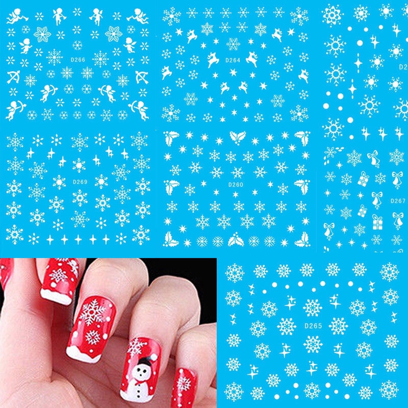 1 Tấm Sticker Dán Móng Tay Hình Bông Tuyết