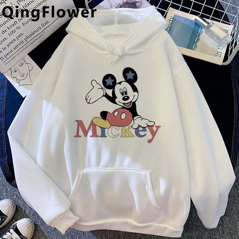 Áo Hoodie Chui Đầu In Hình Chuột Mickey Minnie Disney Đáng Yêu Dành Cho Nữ