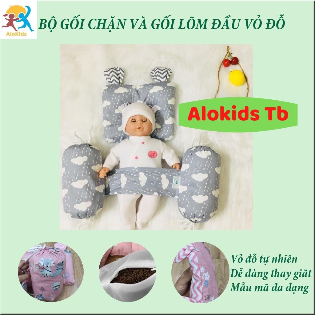 Bộ Gối Chặn Vỏ Đỗ Tự Nhiên Cao Cấp Chống Giật Mình Cho Bé Ngủ Ngon, Alokids Tb