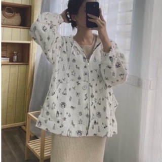 Áo khoác nỉ hoạ tiết🎒(shopeelive)