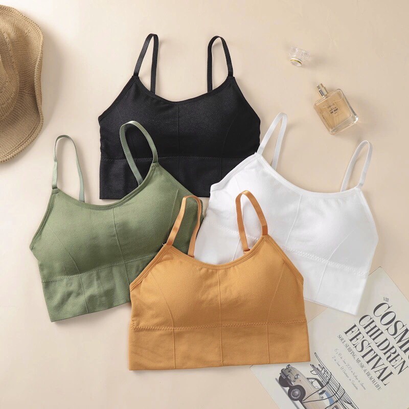 Áo Bra Hai Dây Thể Thao Tập Gym Dáng Ôm Croptop Có Đệm Ngực PINK STORE U19