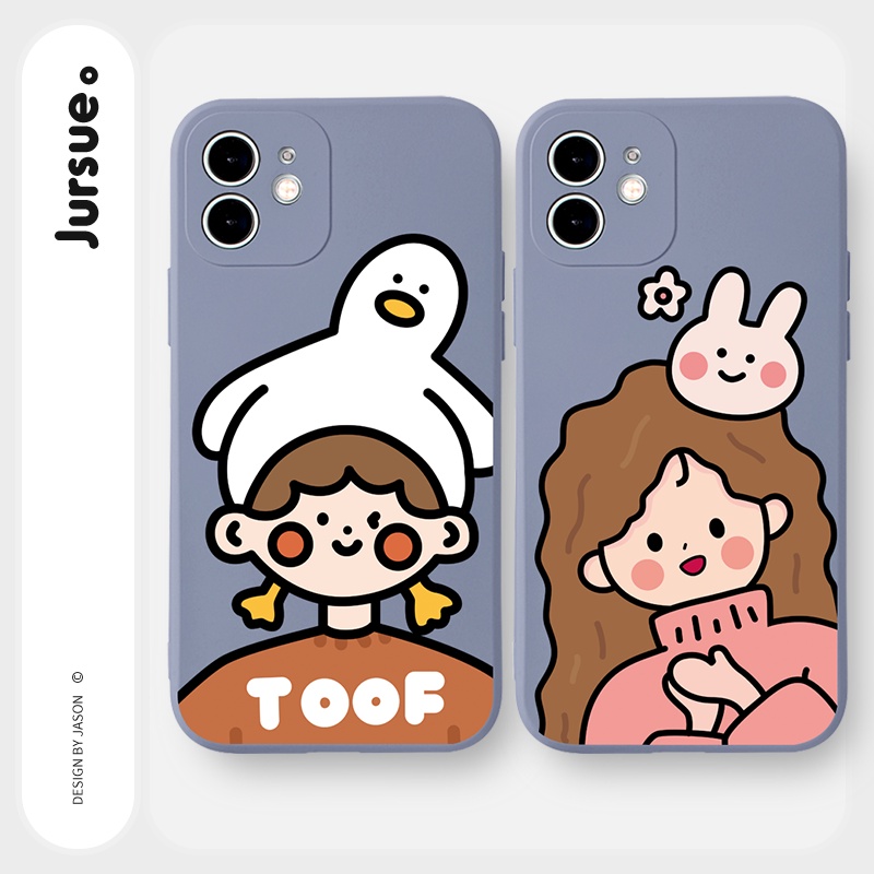 Ốp lưng JURSUE chống bẩn hoạt hình dễ thương đẹp cho iPhone 13 12 11 Pro Max SE 2020 X XR XS ip 8 7 6 6S Plus kute Y357
