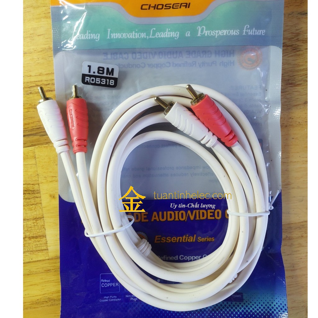 Dây AV (Audio) 4 đầu bông sen (trắng-đỏ), dây tốt, kích thước 1.8m #phụ kiện âm thanh