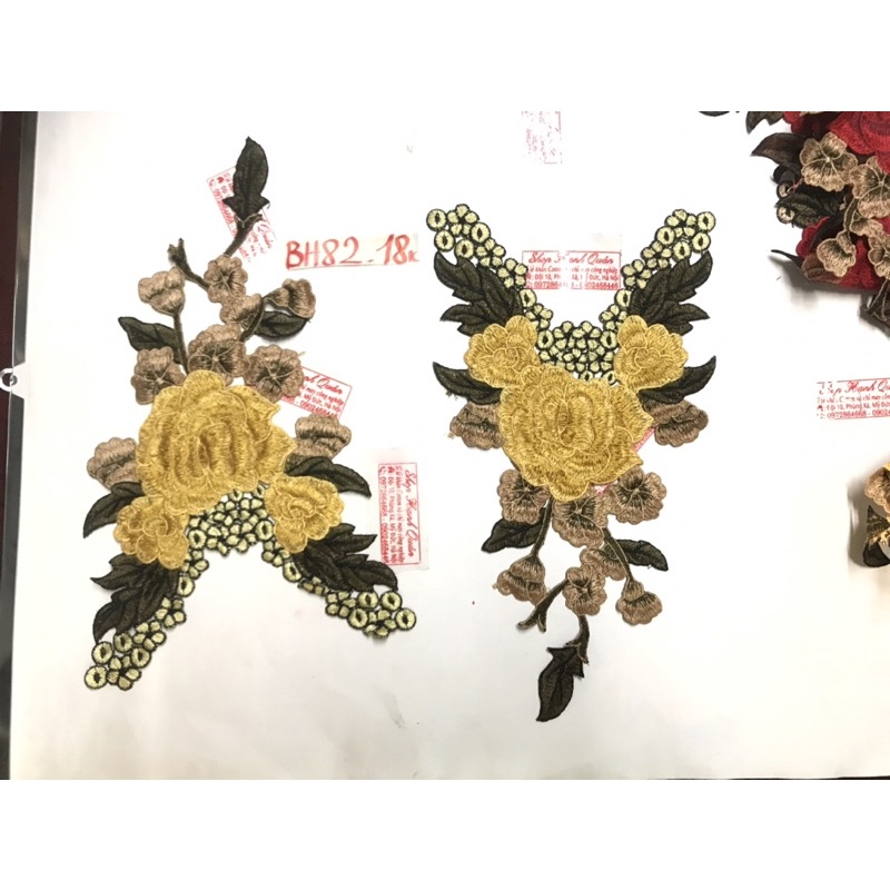 Set 2 bông hoa thêu chỉ lụa