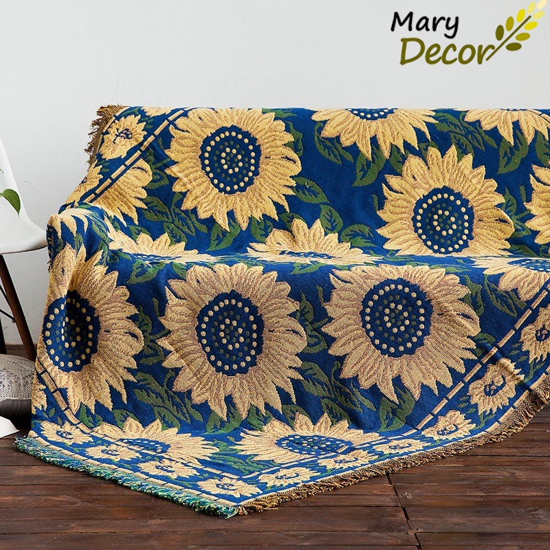 (1.8*2.3m) Khăn phủ ghế sofa cổ điển thanh lịch retro Hoa hướng dương - Sunflower PS16