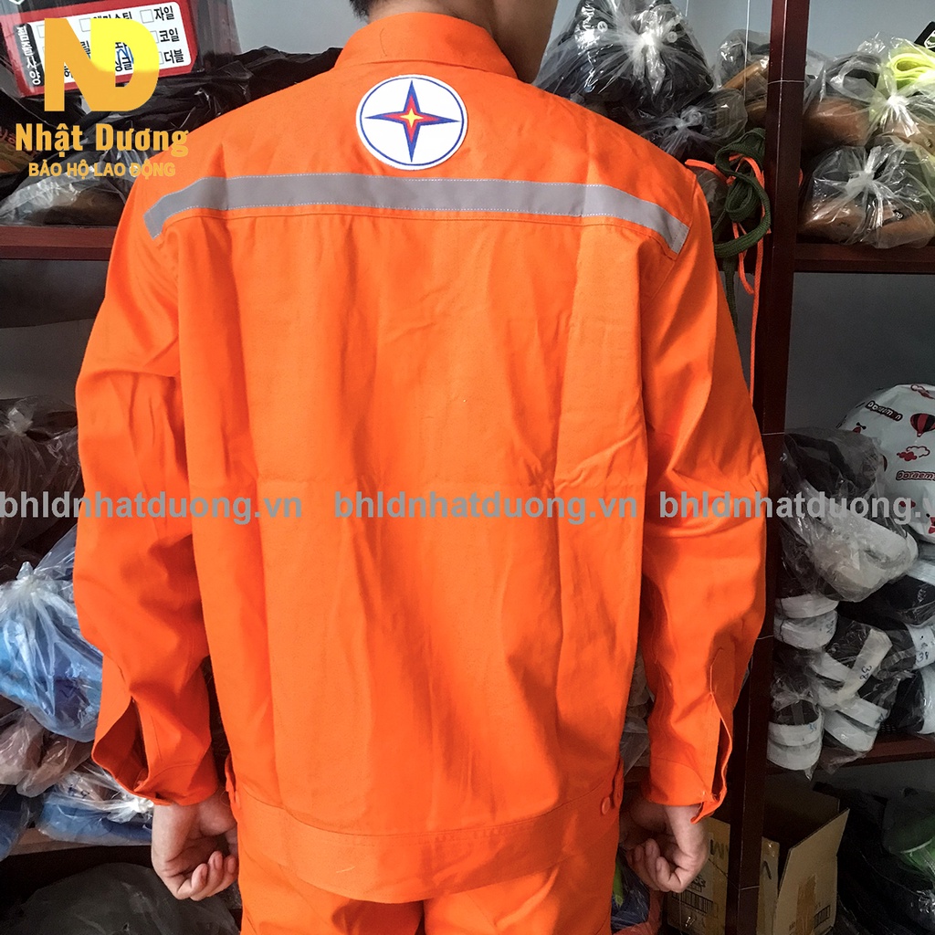 Quần áo bảo hộ lao động ngành điện lực miền bắc, áo phản quang, quần túi hộp - Full size
