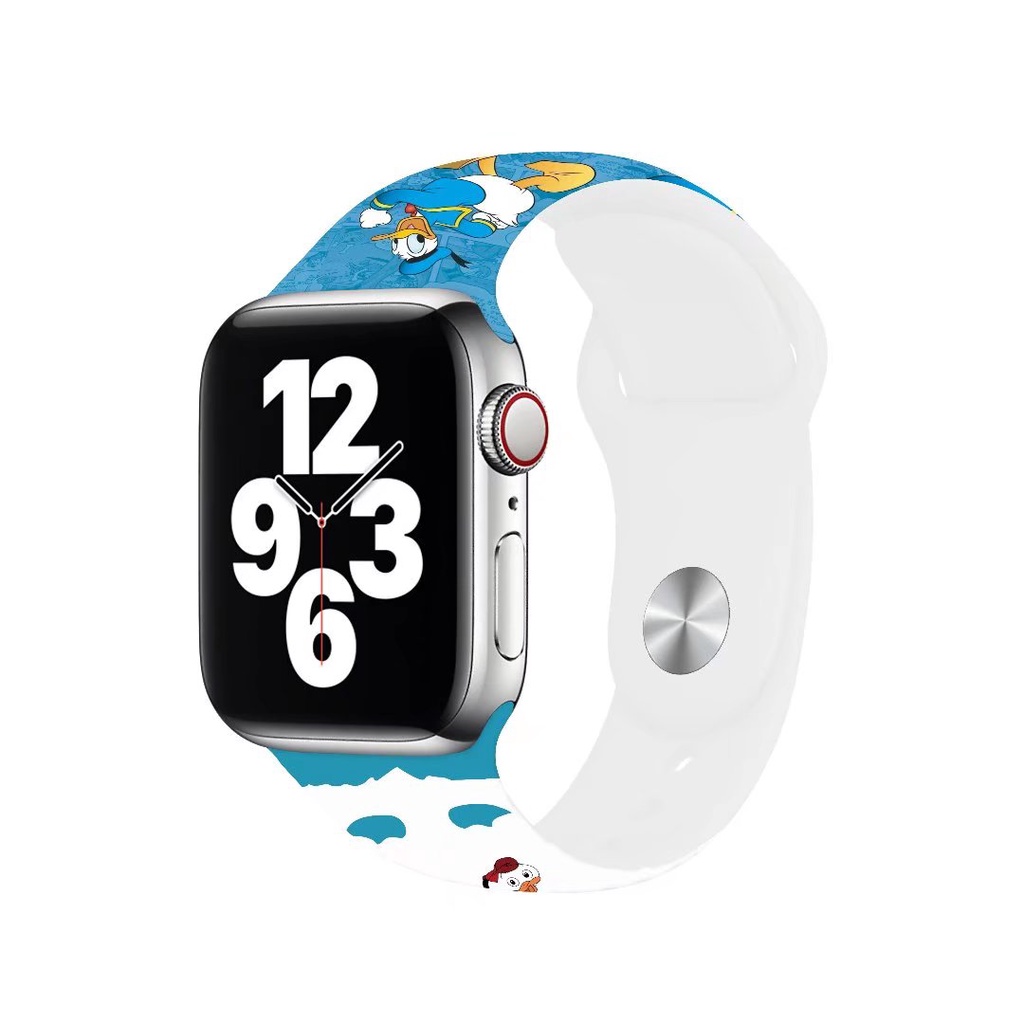 Dây Đeo Silicon Họa Tiết Vịt Donald Hoạt Hình Cho iWatch 38 40 41 42 44 45mm Series 8 7 6 SE 5 4 3 2 1