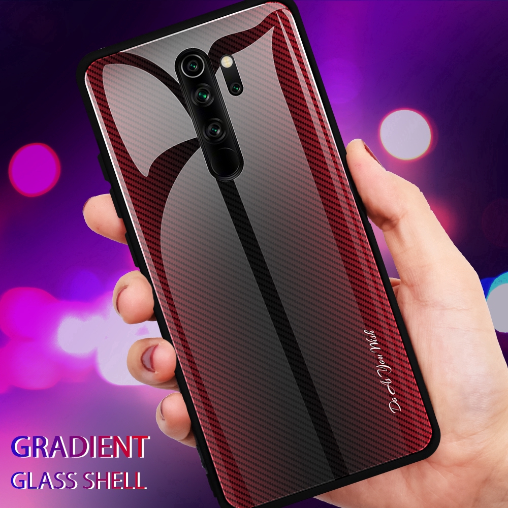 Ốp điện thoại màu gradient mặt kính cho Xiaomi Redmi Note 5 6 7 8 Pro Mi9 Se