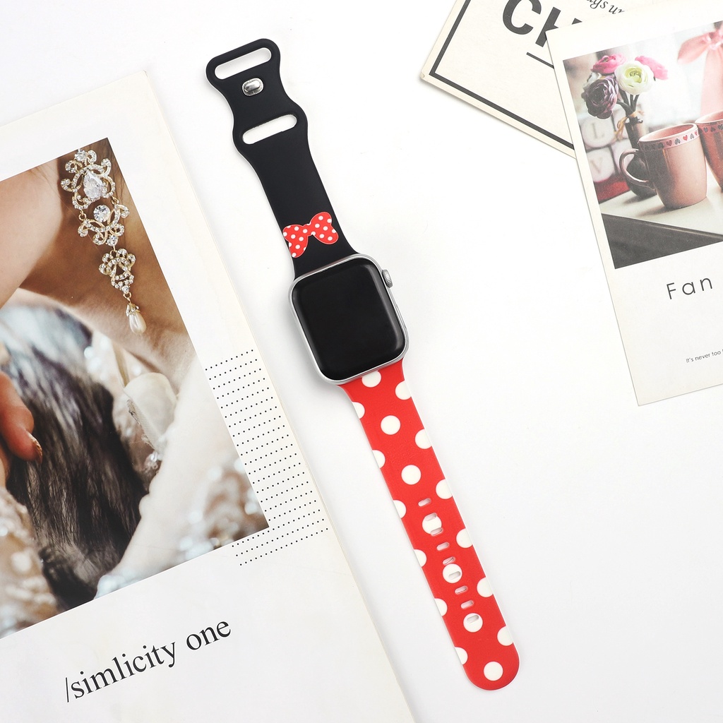 Dây Đeo Bằng Silicone Có Khóa In Hoạt Hình Cho iWatch 38 40 41 42 44 45mm 8 7 6 SE 5 4 3 2 1