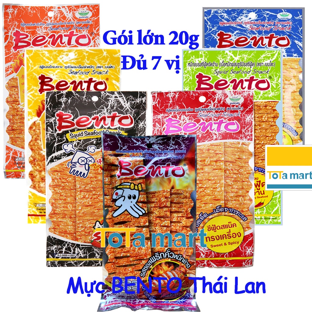 (hsd 11->01/2024) Mực Bento Thái Lan gói lớn đỏ, xanh dương, cam, đen, tím, vàng, xanh lá... đủ vị 18g, 20g