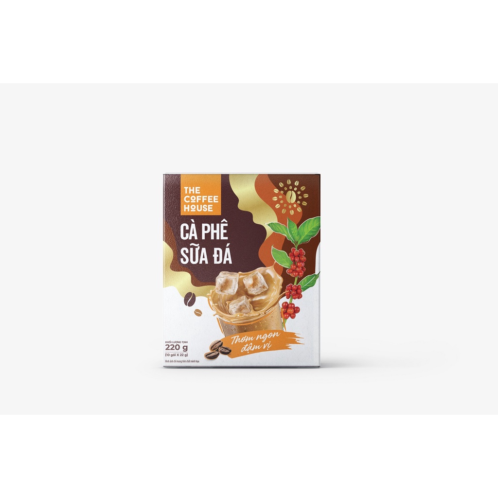 Cà phê sữa đá hoà tan The Coffee House (Hộp 10 gói x 22g)