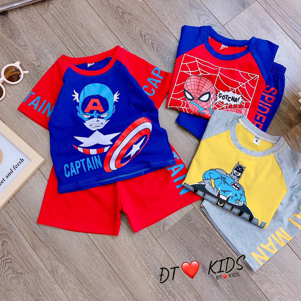 Bộ đồ siêu nhân anh hùng Vải cotton tàu co giãn 4 chiều thấm hút mồ hôi cho bé từ 6-22kg.