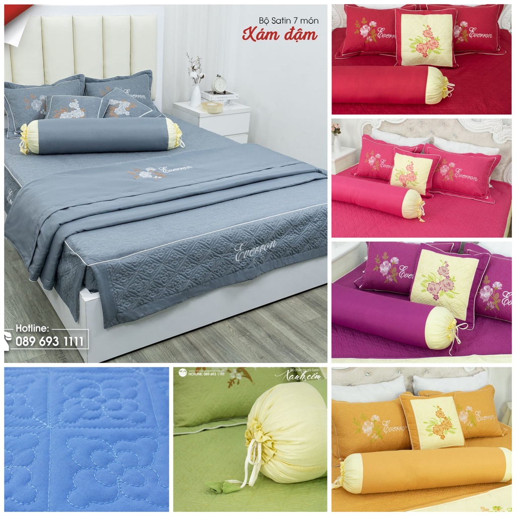 Bộ Ga Gối Cotton Satin 5 món , Chăn Ga Vỏ Gối Chần Bông ,Chăn Ga Gối Thêu Hoa Cao Cấp, Ga Phủ Chần Bông Thêu Hoa | BigBuy360 - bigbuy360.vn