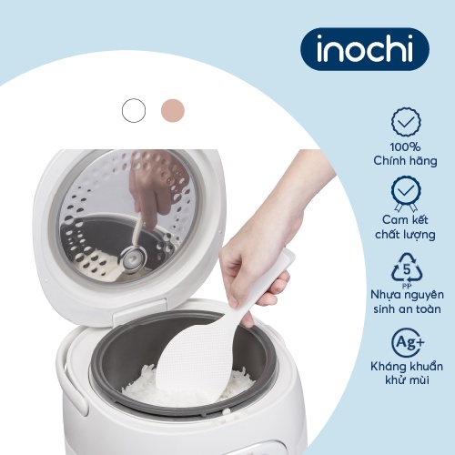 Muỗng xới cơm đế đứng Inochi - Sendai Màu Trắng ngọc/Hồng nhạt