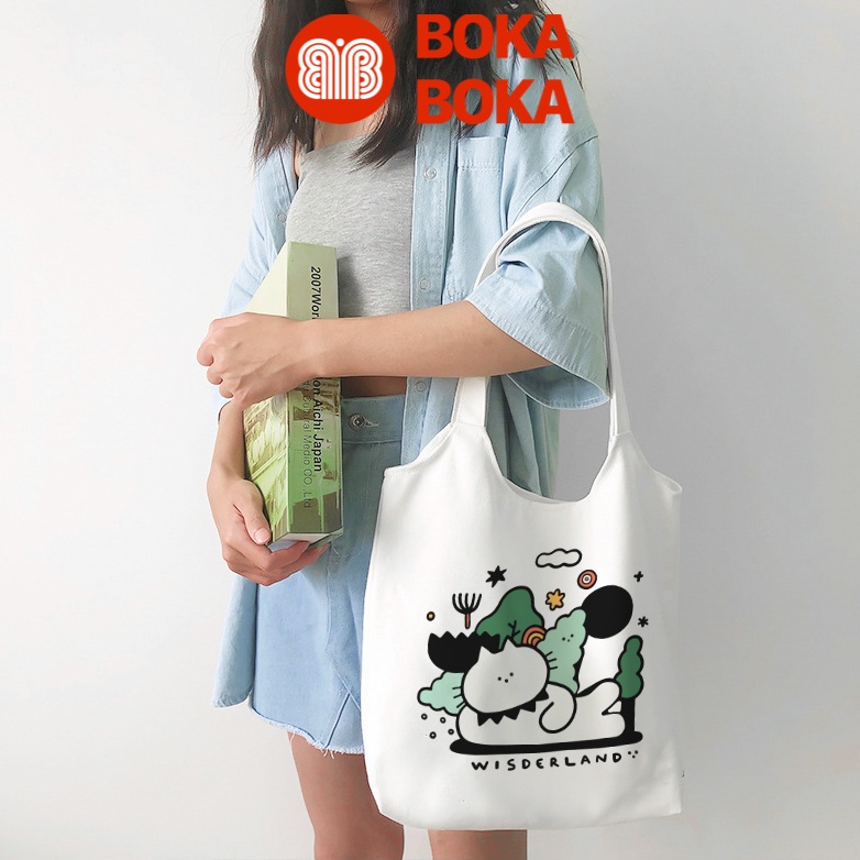 Túi tote vải canvas mềm WisderLand nữ xách vai kẹp nách thời trang giá rẻ phong cách hàn quốc