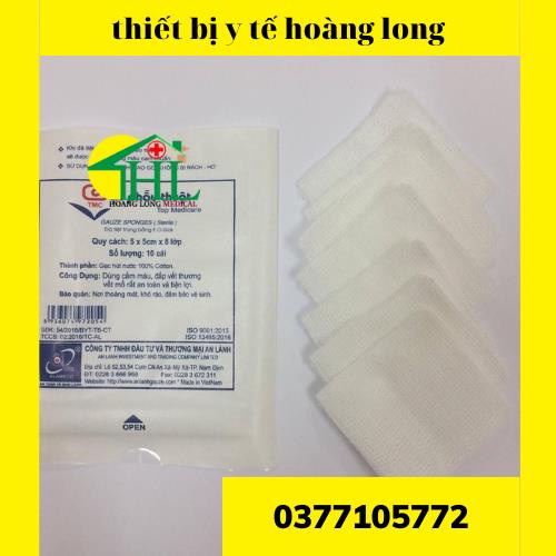 Gạc phẩu thuật tiệt trùng 10 x 10 x8 lớp AN LÀNH
