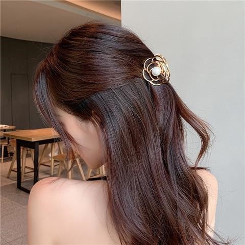 Kẹp Tóc Hàn Quốc Kẹp Càng Cua Kim Loại Hoa Hồng Tiểu Thư Sang Trọng