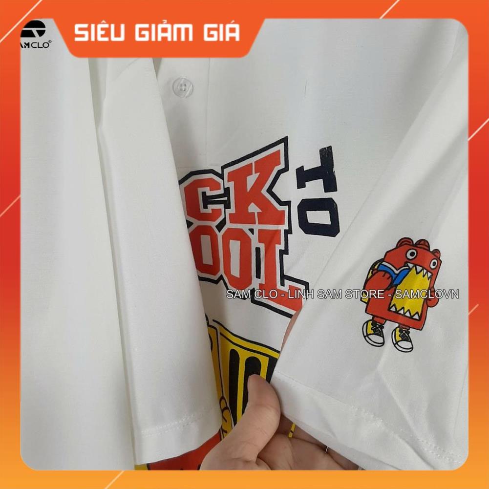 Áo thun Polo nữ tay lỡ form rộng SAM CLO phông freesize unisex mặc đi học, nhóm, lớp in chữ BACK SCHOOL