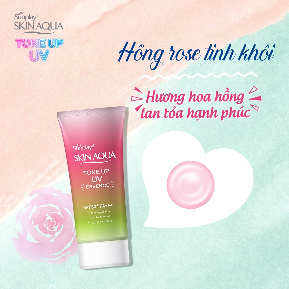 Tinh Chất Chống Nắng Cho Da Nhạy Cảm Sunplay Skin Aqua Tone Up Uv Essence Happiness Aura (Rose)50g