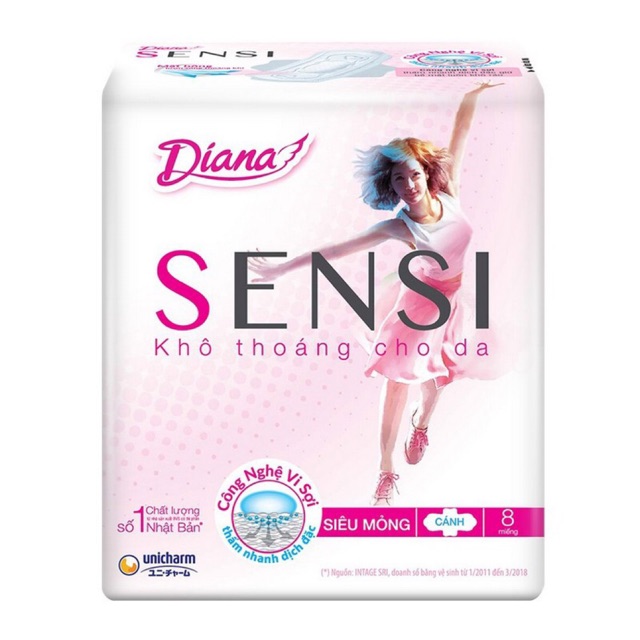 BĂNG VỆ SINH DIANA SENSI SIÊU MỎNG CÁNH (8miếng)