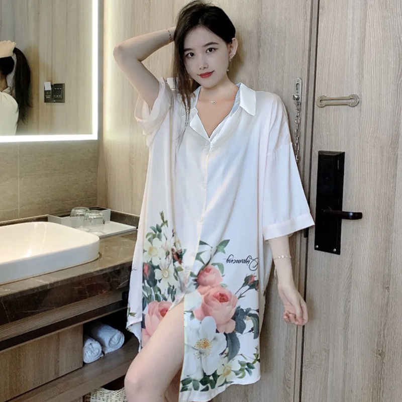 Đầm Ngủ Lụa Mỏng Dáng Rộng Thoáng Khí Thời Trang Mùa Hè Cho Mẹ Bầu