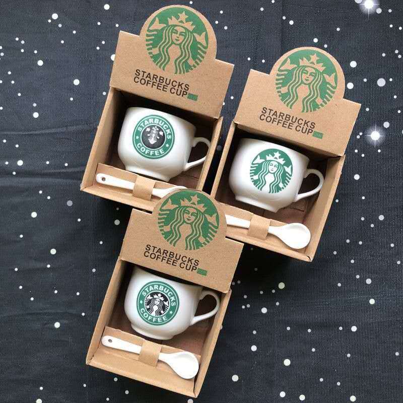 Cốc Sứ Uống Cà Phê / Sữa / Cà Phê Starbucks Mini Kèm Muỗng Sáng Tạo